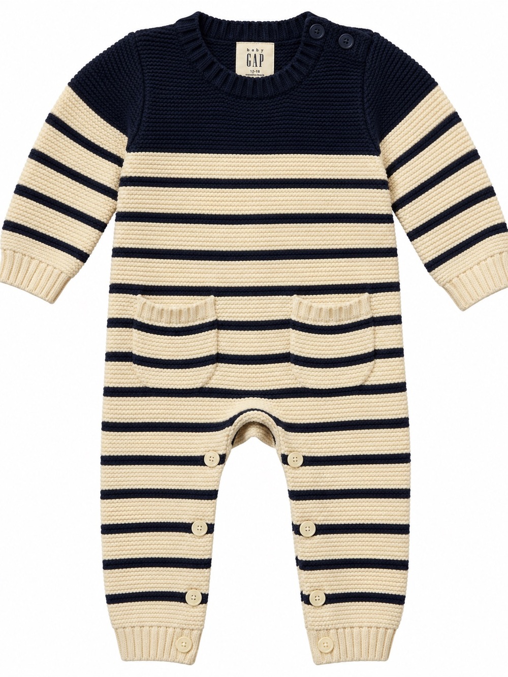 GAP Navy & Cream Striped Knit One-Piece Romper